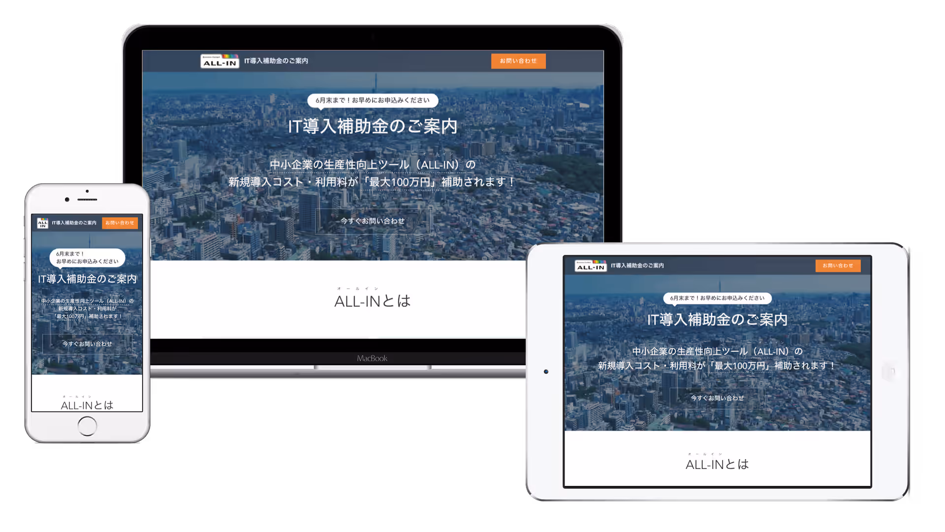 ALL-IN IT導入補助金 ランディングページ